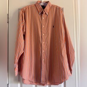 Polo by Ralph Lauren Men's Orange and White/Navy Striped Shirt Men Size Large